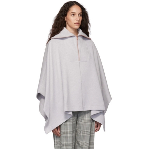 See By Chloe Sweaters - See by Chloe Light Grey Ribbed 1/4 Zip-Up SweatervPoncho. Oversized. M/L.